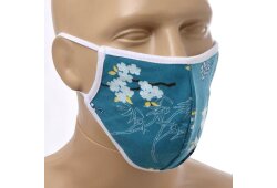 Mund-Nasen-Maske (Baumwolle) - design türkis
