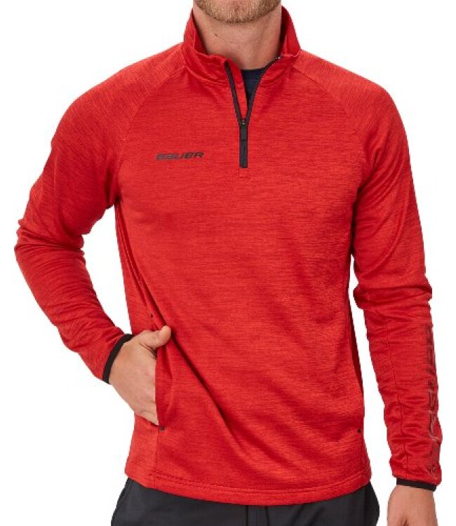 BAUER Fleece 1/4 Zip Top Vapor - rot - Sr.