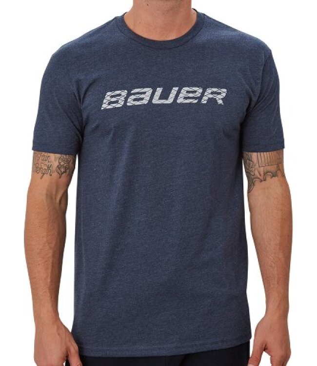 BAUER SS Crew Tee W/Graphic - marine meliert - Sr.