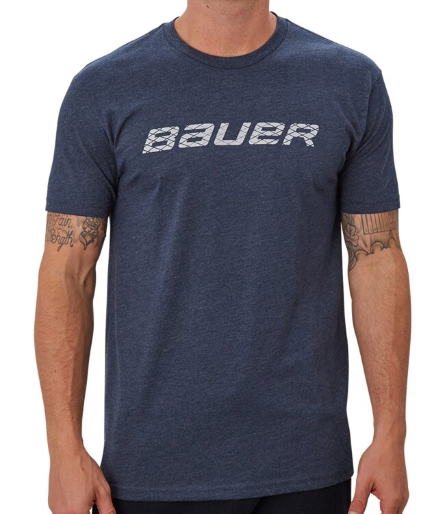 BAUER SS Crew Tee W/Graphic - marine meliert - Yth.