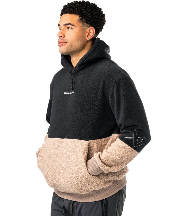 BAUER Polarfleece Hoodie - schwarz/tau - Sr.