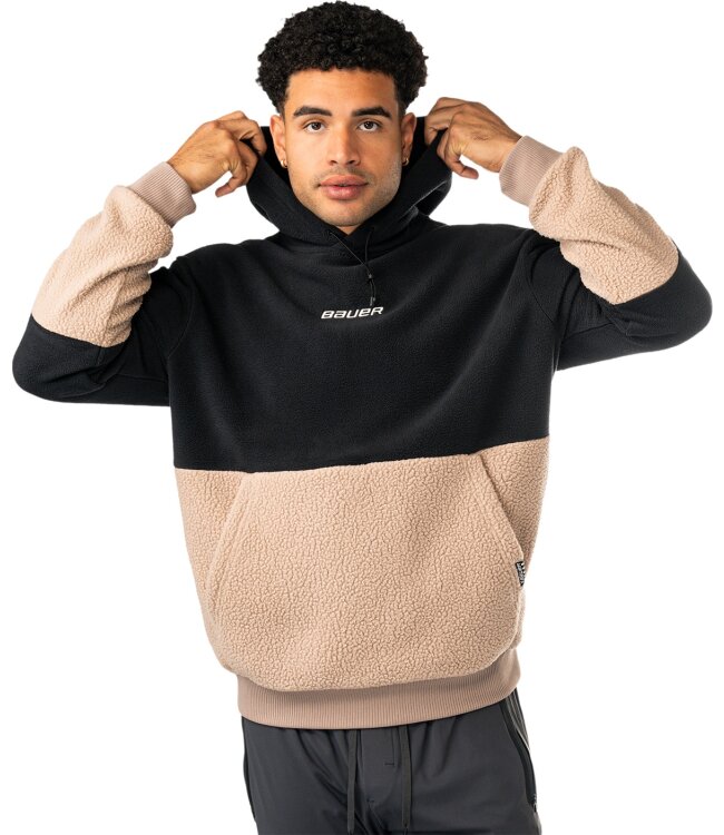 BAUER Polarfleece Hoodie - schwarz/tau - Sr.
