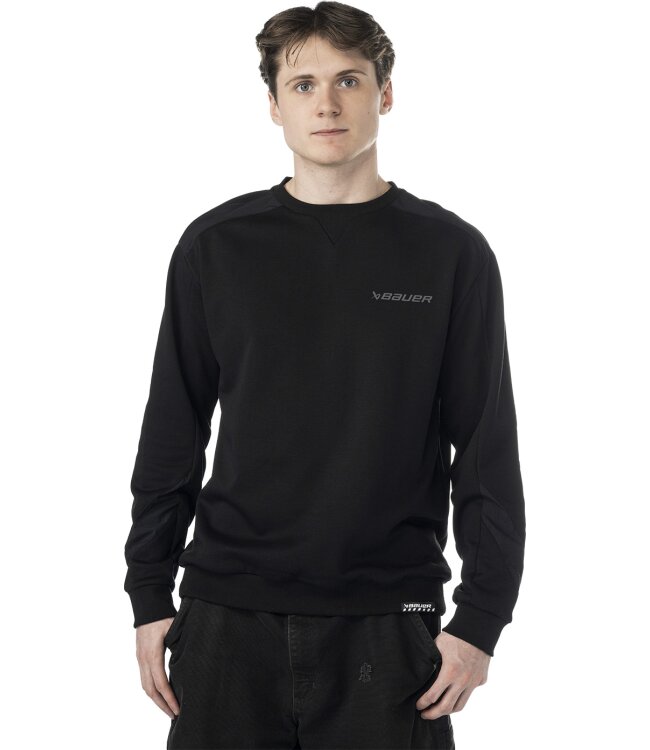 BAUER Knit Woven Crew - schwarz - Sr.