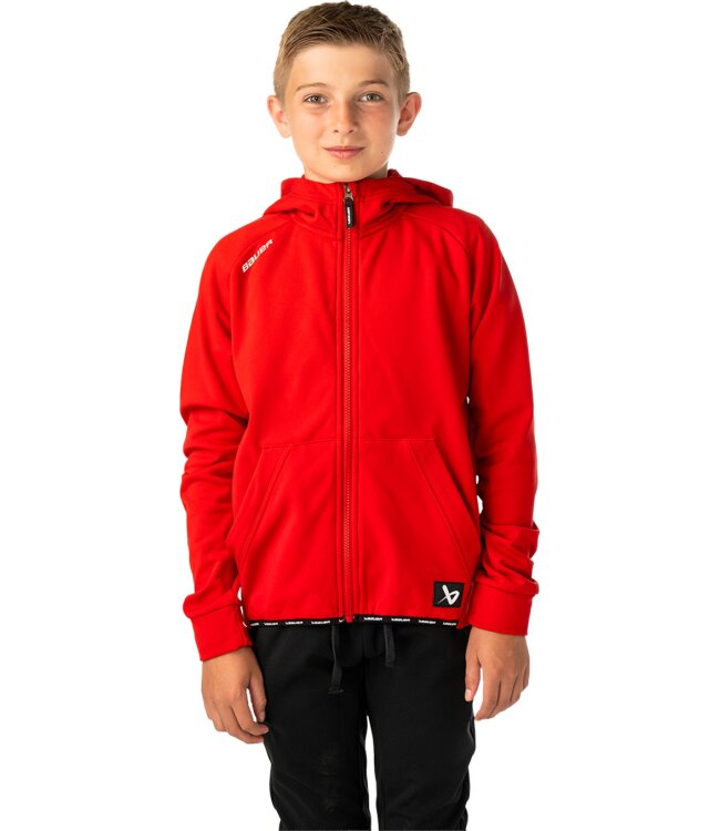 BAUER Fleece Zip Hoodie Team - rot - Yth.