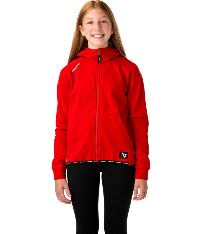 BAUER Fleece Zip Hoodie Team - rot - Yth.