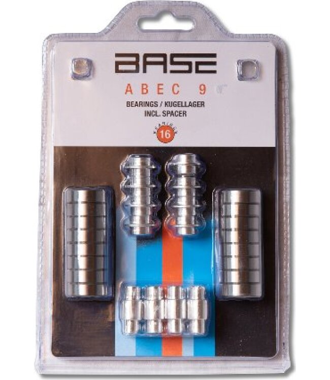 BASE Kugellager ABEC 9 inkl. Spacer - 16er Blister Pack